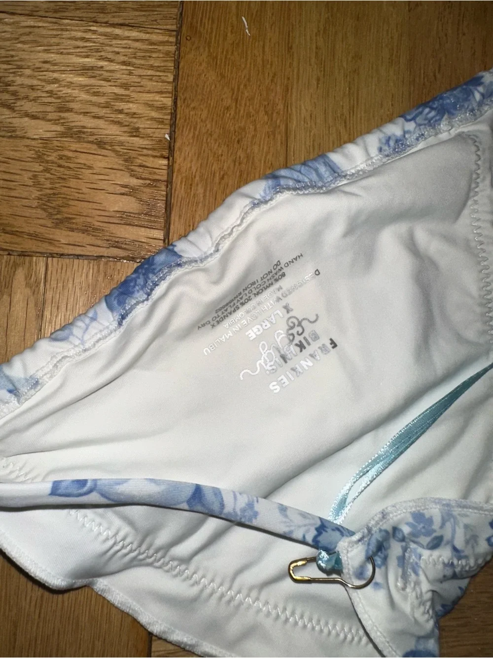 Frankie’s Bikinis @ Gigi Collab Blue & White Floral Tie-Side Triangle Bikini Set